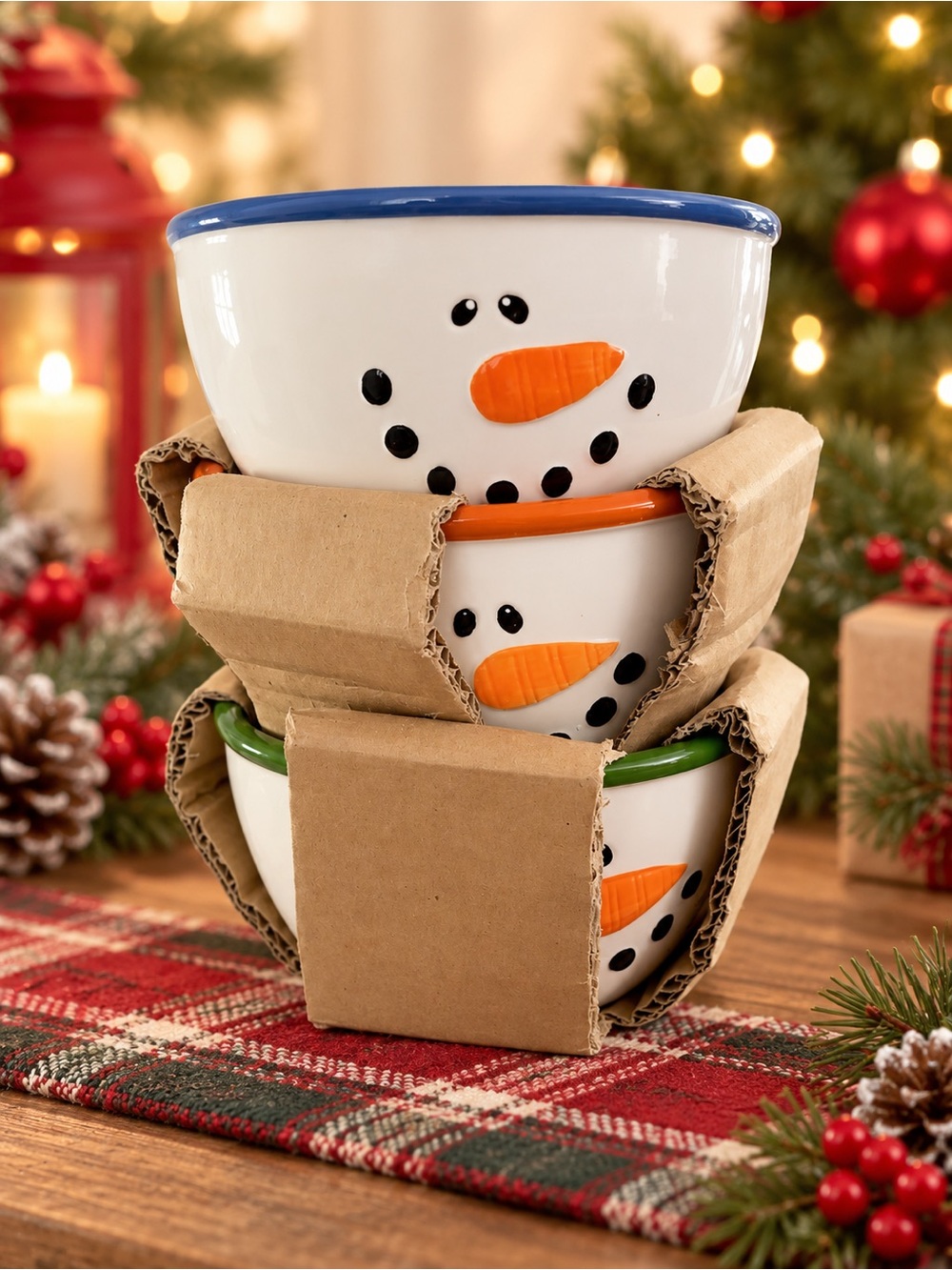LTD Commodities Snowman Bowls Set of 3 Christmas Snack/Ice Cream Bowls NEW